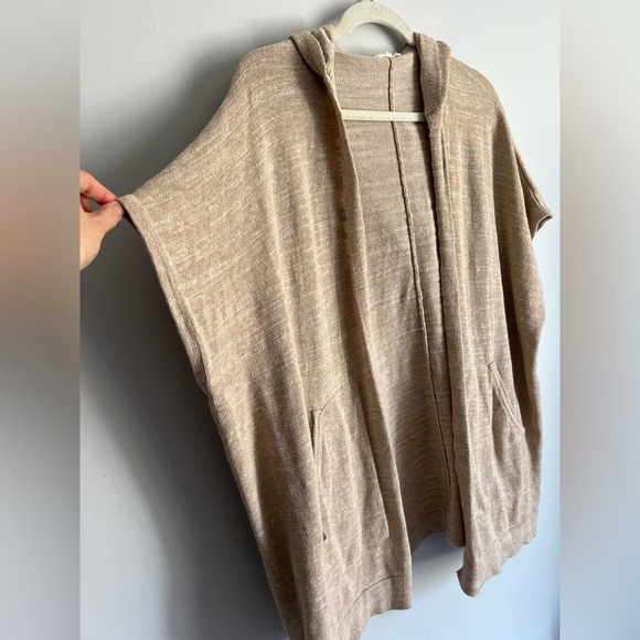 246 Eileen Fisher Organic Cotton Knit Open Front Hooded Cardigan Size S/M - Picture 5 of 17